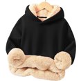 thumbnail image 2 of biudgviw Toddler Boys Girls Sherpa Hoodies Warm Fleece Lined Long Sleeve Pullover Sweatshirt Infant Fall Winter Clothes, 2 of 3