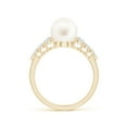 thumbnail image 2 of ANGARA Freshwater Cultured Pearl Ring with Graduated Diamonds in 14K Yellow Gold for Women | June Birthstone, Birthday, Anniversary, Jewelry Gift for Women | Pearl Ring, 2 of 12