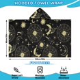 thumbnail image 2 of Black Gold Sun Moon Star Pattern Hooded Bath Towel，60"x35" for Ages 3 To 12 Kids, Quick Dry Lightweight Soft Microfiber Hood Beach Towel Cover Up for Kids, 2 of 7