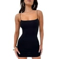 thumbnail image 2 of Women Summer Bodycon Mini Dress Solid Color Spaghetti Strap Backless Low Cut Clubwear Short Dress, 2 of 6