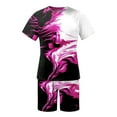 thumbnail image 4 of Men Beach Outfits Sets 3x Drop Shoulder Gradient Shirt Top and Shorts Set Comfy Beach Sweatsuit Outfits,Hot Pink,XXL, 4 of 5