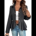 thumbnail image 1 of Elegante Blazer para Mujer, para Oficina, Trabajo, Negocios, con Dobladillo Peplum, Chaqueta Abierta con Diseño de Negro M, 1 of 9