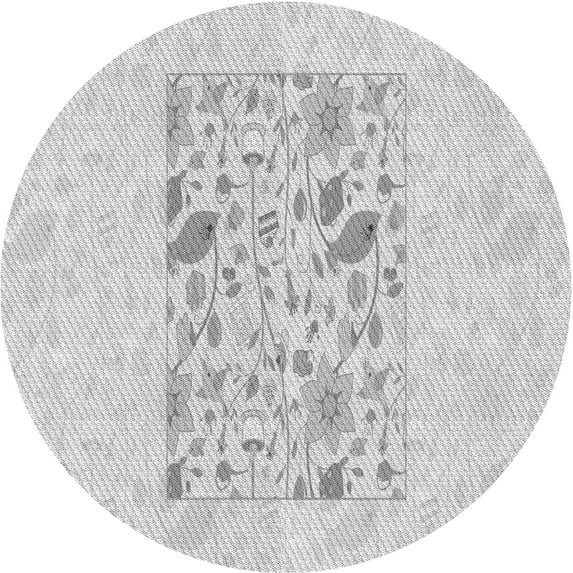 Ahgly Company Indoor Round Patterned Platinum Gray Area Rugs, 3' Round