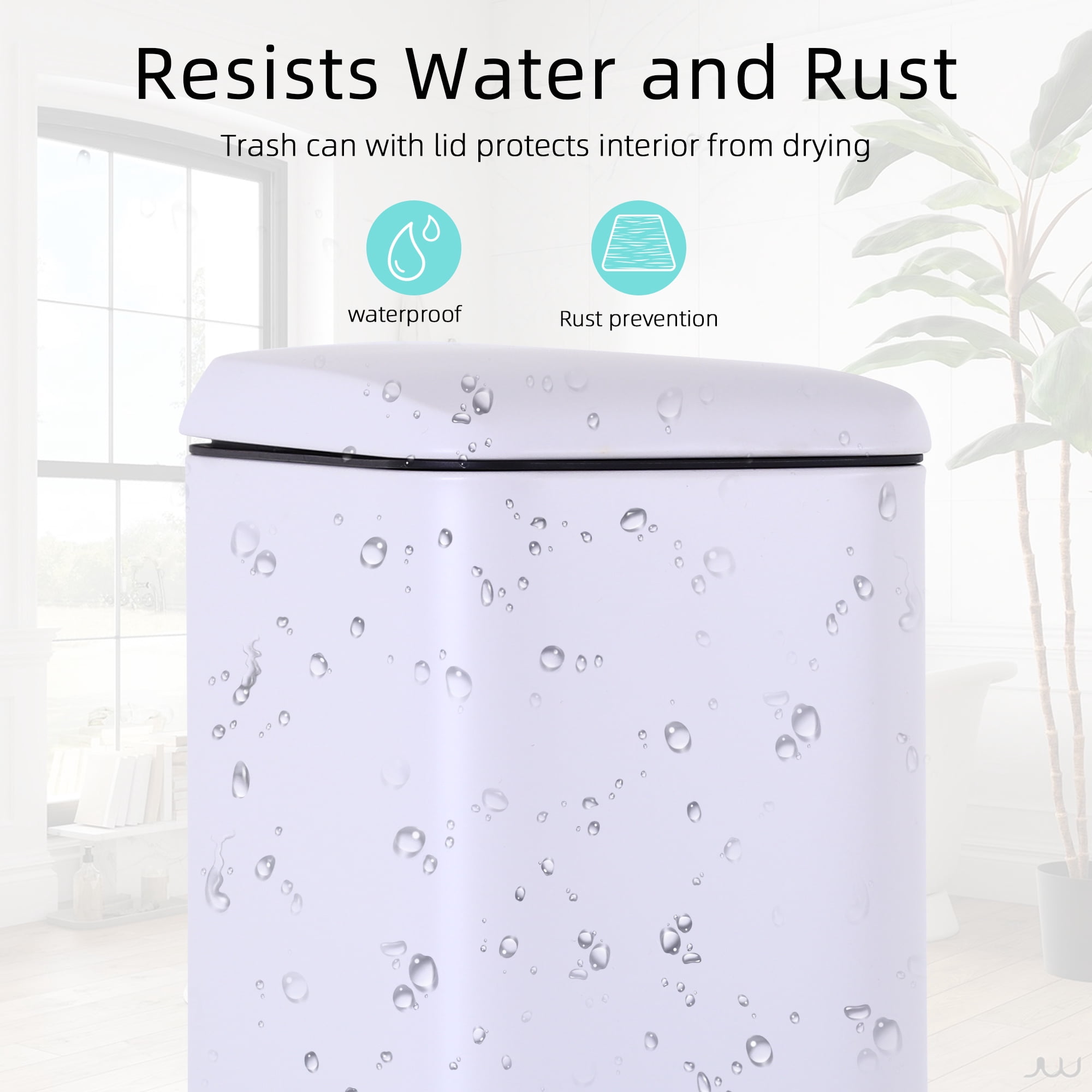 CL.HPAHKL Small Bathroom Trash Can with Soft Close Lid, 1.3 Gallon Stainless Steel Garbage Can with Removable Inner Bucket, Foot Pedal, Mini Trash Bin for Toilet, Home Office (White, 2 Pack)