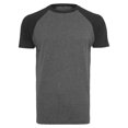 thumbnail image 1 of Build Your Brand - Camiseta en contraste de mangas ranglán para hombre (Carbón/Negro), 1 of 1