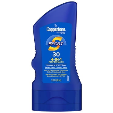 Coppertone Sport Travel Size Sunscreen Lotion, Broad Spectrum SPF 30 3.0 Fl Oz Pack of 2