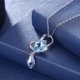 thumbnail image 2 of Collar Lekani Adopt de cristal austriaco en plata de ley 925 con forma de gota de agua y mariposa, cadena de clavícula azul, 2 of 3