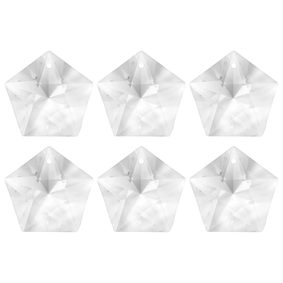 6-Pack Crystal Five-Pointed Star Prisms, 30mm/1.18 Inch Hanging Crystals Chandelier Prisms for Home/Windows/Garden/DIY[Clear White]