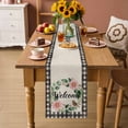 thumbnail image 2 of Spring Pink Flowers Table Runner 72 Inches, Country Plants Leaves Bird Retro Plaid Bed Runner Dresser Scarves Tabletop for Indoor Outdoor Parties/Ceremony/Banquet, 16" x 72", 2 of 9