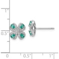thumbnail image 3 of Sterling Silver Rhodium Plated Teal & White Cz Post Earrings (9.35 X 9.35) Made In China qe15778, 3 of 5