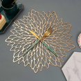 thumbnail image 4 of Set of 4 Gold and Silver Metallic Round Placemats Laminated Vinyl Foil Dining Table Decoration, 4 of 5