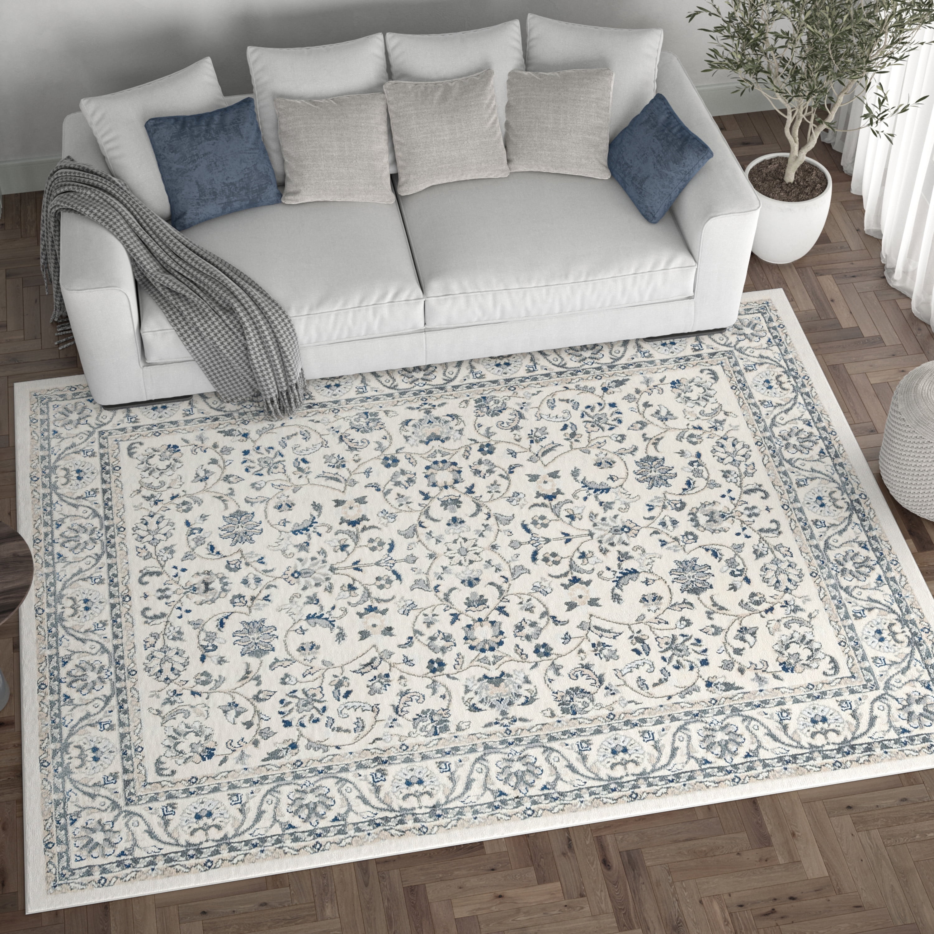 Madison Traditional 5' x 7' Cream Polypropylene Indoor Area Rug
