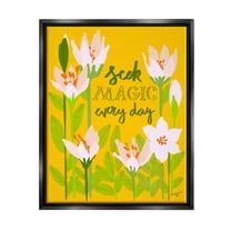 Stupell Industries Seek Magic Every Day Botanical & Floral Painting Black Floater Framed Canvas Art Print Wall Art, 25 x 31