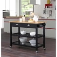 thumbnail image 2 of Pemberly Row Three-Tier Butcher Block Kitchen Cart with Drawers in Black Wood, 2 of 10