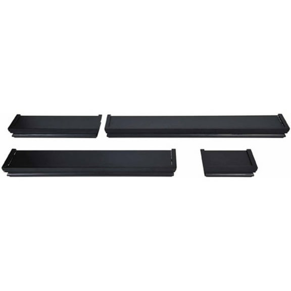 Melannco Set of 4 Black Wall Shelves, Hanging Hardware Included