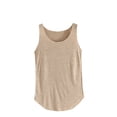 thumbnail image 1 of Mrat Plus Size Summer Tops Sleeveless Women's Solid Color Round Neck Sleeveless Bottom Shirt Versatile Solid Color Round Neck Plus Size Summer Tops Sleeveless S-263 Beige One Size, 1 of 6