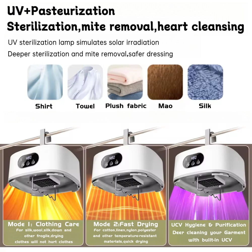 OUMASK Portable Compact Foldable Clothes Dryer with Remote Control and Drying Bag for Travel, RVs, Homes and Apartments