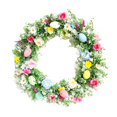 thumbnail image 1 of Corona de Pascua de 13,8 pulgadas con flores, cordel, para colgar en la pared de la puerta de entrada interior y exterior del hogar, 1 of 6