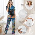thumbnail image 4 of Yuyamidu Black Cat Womens Button Down Pajama Sets Loungewear Soft 2 Piece Pjs Sets Short Sleeve Top Long Pants Blue Sleepwear Loungewear, 4 of 7