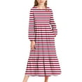 thumbnail image 2 of ATOGUTA Princess Dresses For Girls Long Sleeve Crew Neck Casual Striped Dresses Fall Flowy Dress with Pockets Party Holiday Outfits Size 4T-15, Red, 2 of 6