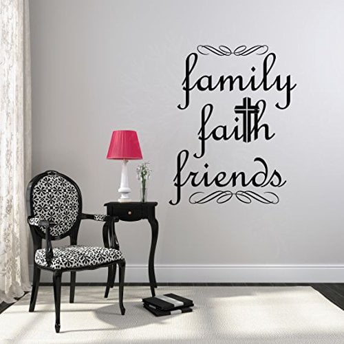 Family Faith Friends Religious Wall Words Wall Art Decal Stickers