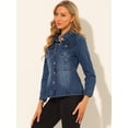 thumbnail image 4 of INSPIRE CHIC Women's Jeans Jackets Button Down Long Sleeves Washed Denim Jacket, 4 of 6