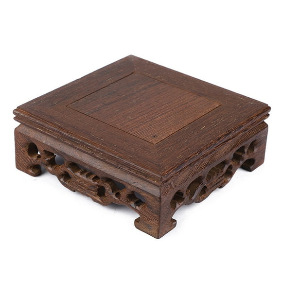 Delicada base de tetera cuadrada pequeña decoración de jarrón base de madera de pedestal bonsái de madera maciza(#2)