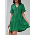 thumbnail image 5 of Womens V Neck Ruffle Short Sleeve Babydoll Mini Dress Casual A Line Dress for Summer, 5 of 8
