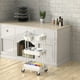 thumbnail image 4 of Rolling Utility Cart Simple Houseware, 3 niveles, blanco con balde, 4 of 9