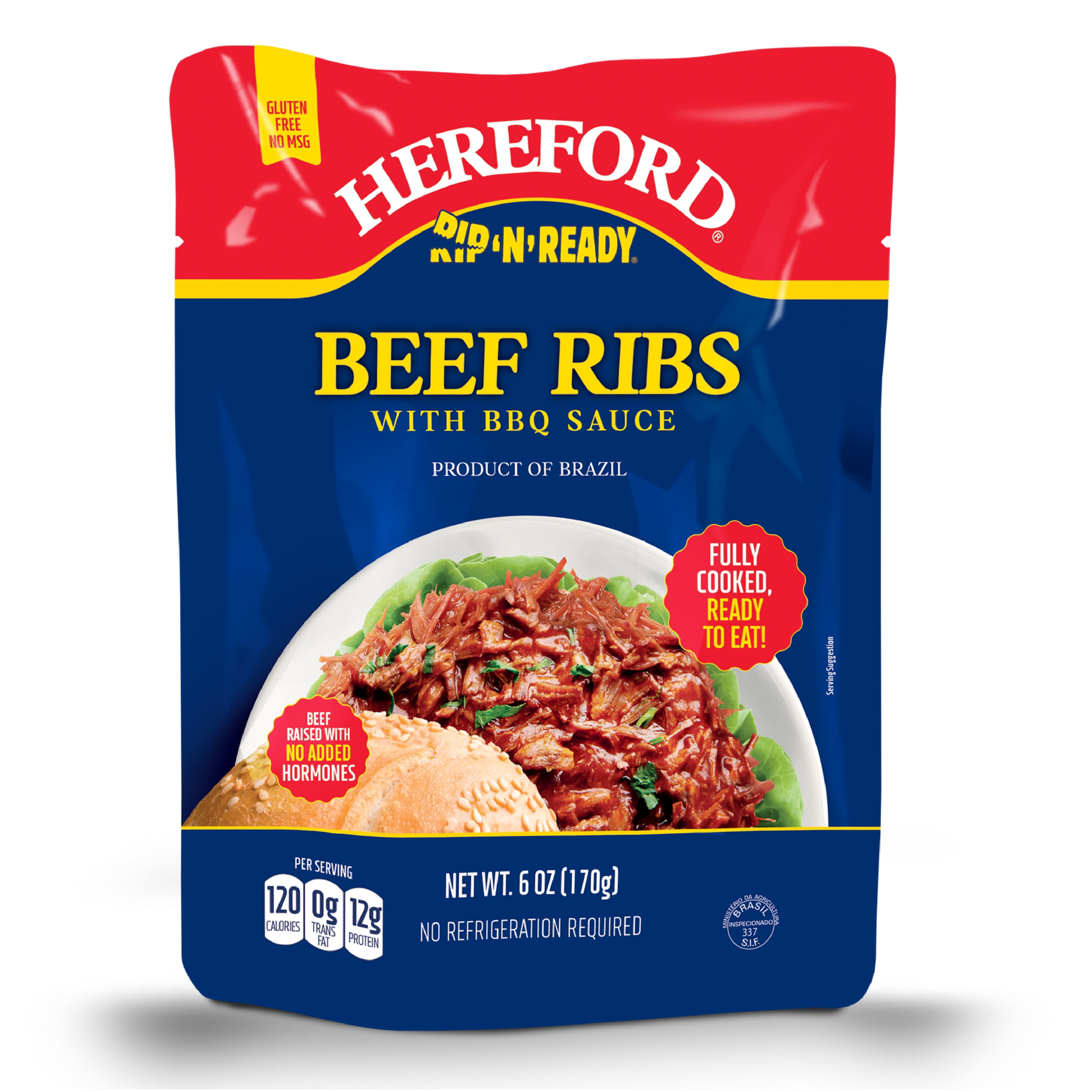 (2 pack) Hereford Beef Ribs with BBQ Sauce  6 oz Pouch