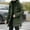 Army Green, variant on Zip Up Big and Tall Jackets for Men Green Cotton Fleece Trench Coat Pockets Casual Mens Coats Winter