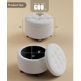 thumbnail image 3 of OSM Ottoman,Round Leather Foot Rest Stool, Upholstered Large Ottoman Chair with Storage for Living Room & Bedroom, Decorative Home Furniture, White, 3 of 7