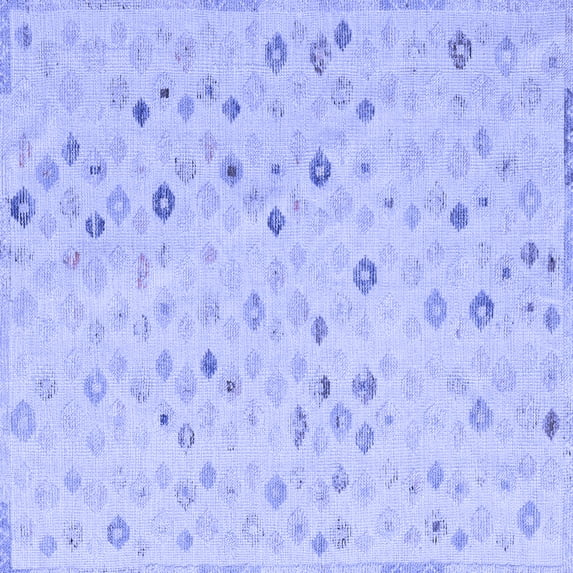 Ahgly Company Machine Washable Indoor Square Abstract Blue Modern Area Rugs, 4' Square