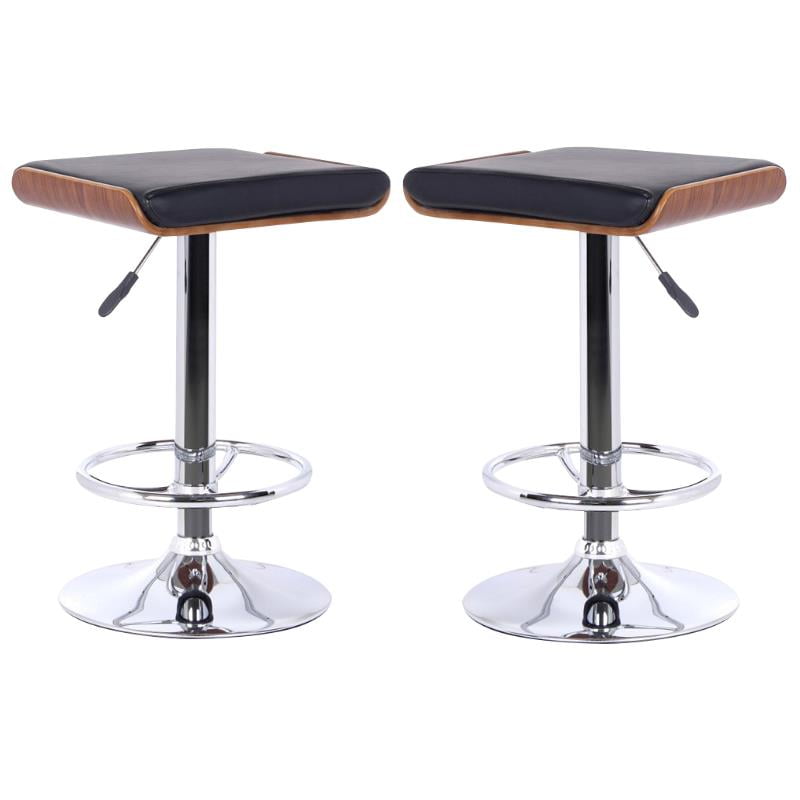 Home Square Java Adjustable Faux Leather Bar Stool in Black Set of 2