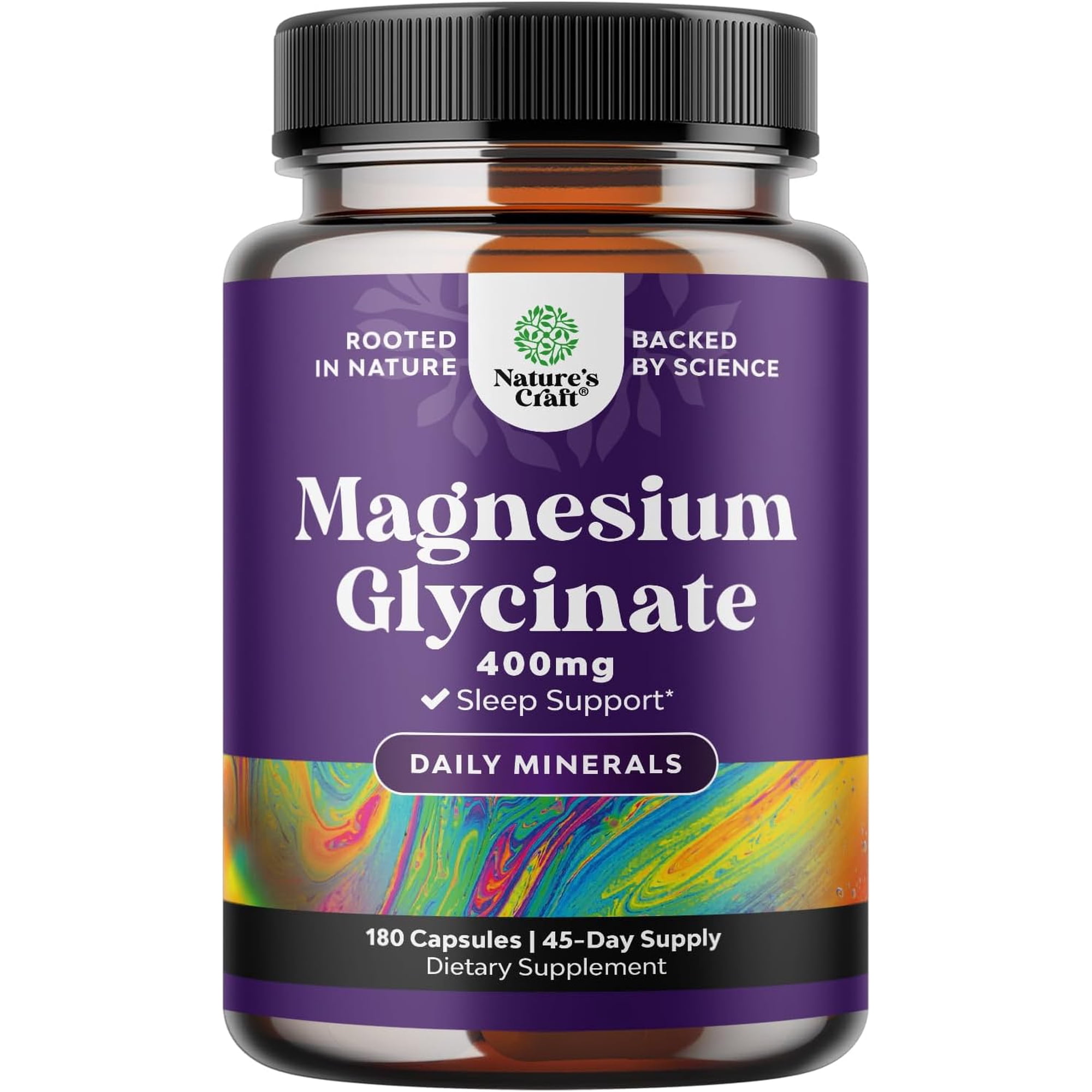 Nature’s Craft Pure Magnesium Glycinate Supplement for Relaxation and Sleep Support, 180 Capsules