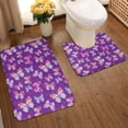 thumbnail image 2 of Yiaed Bright Butterflies Print Bathroom Mat Set 2 Pieces Mat Anti-Skid Pad Ultra Soft and Absorbent Bathroom Bath Mat Contour Bath Rugs for Toilet Base, 2 of 6