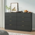 thumbnail image 5 of YouTrend Black 8 Drawer Dresser with for Bedroom,Modern Adult Fluted Wood Chest of Drawer with Golden Embedded Handles for Living Room,Hallway, 5 of 13