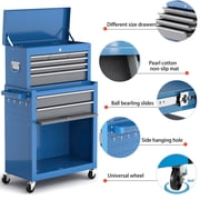 Airaj 6-Drawer Rolling Tool Cabinet with Storage and Wheels, Blue, 24.40