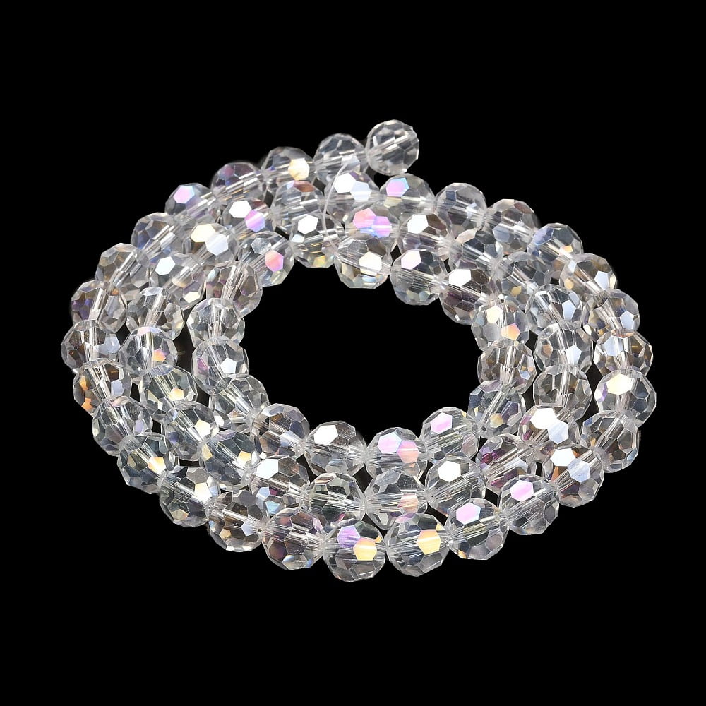 10Strand Transparent Glass Beads 32 Facets AB Color Plated Round Clear 10x8.5~9mm Hole: 1.6mm about 67pcs/strand 23.62''(60cm)