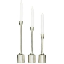 CosmoLiving by Cosmopolitan 3 Candle Silver Aluminum Metal Slim Candle Holder with Block Bases, Set of 3