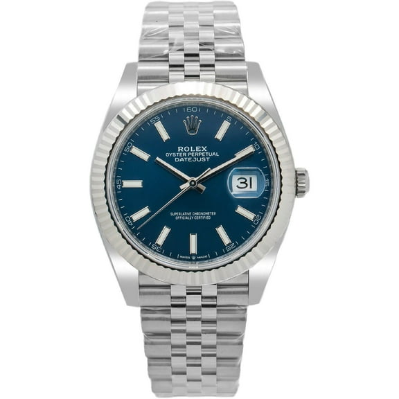 Pre-Owned Rolex Datejust 41MM 126334 Blue Dial Fluted Bezel Stainless Steel Jubilee Bracelet