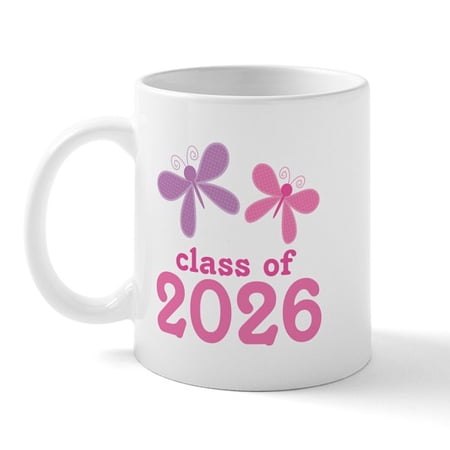 CafePress - Class Of 2026 Graduate Butterflies - 11 oz Ceramic Mug - Novelty Coffee Tea Cup