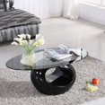 Mecor Oval Glass Coffee Table with Round Hollow BaseModern End Side