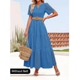 thumbnail image 2 of Vestido largo ZESICA 2025 de verano con manga corta y cuello en V para mujer, 2 of 5