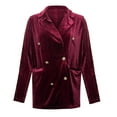 thumbnail image 2 of Noarlalf Velvet Tops for Women Velvet Shirt Women Women's Velvet Solid Colour Fashion Casual Top Jacket Womens Blazer Red XL, 2 of 5