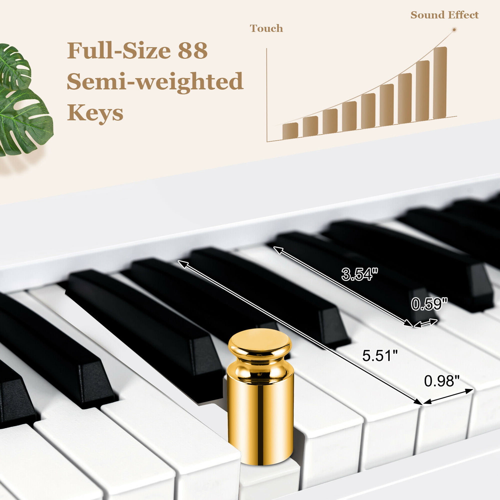Gymax 88-Key Folding Electric Piano Keyboard Semi Weighted Full Size MIDI White