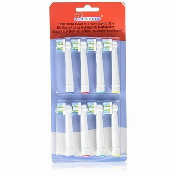 PURSONIC  Floss Action Replacement Brush Heads for Oral B - Pack of 8