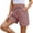 Red, variant on Riecok Board Shorts Women Summer Elastic Waist Drawstring Linen Shorts Striped Running Beach Clothes with Pocket