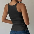 thumbnail image 4 of Womens Blouses Summer Women's Ribbed Round Neck Vest Basic Style Solid Color Slim Fit Elastic Top Going Out Tops for Women, 4 of 6