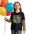 thumbnail image 5 of Unisex Kids Mardi Gras Shirts Boys Girls Striped Long Sleeve Shirt Funny Graphic Tee Tops Spring Summer Fashion Clothes Black 11-12 Years, 5 of 5